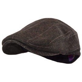 Wonderful Fashion Men's Classic Herringbone Tweed Wool Blend Newsboy Ivy Hat (Large/X-Large, Brown Plaid)