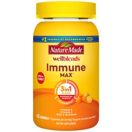 Nature Made Nature Made Wellblends ImmuneMAX Gummies, Vitamin C 1000mg + Zinc, Selenium, & Vitamin D3 5000 IU, Immune Support Supplement, 42 Gummies