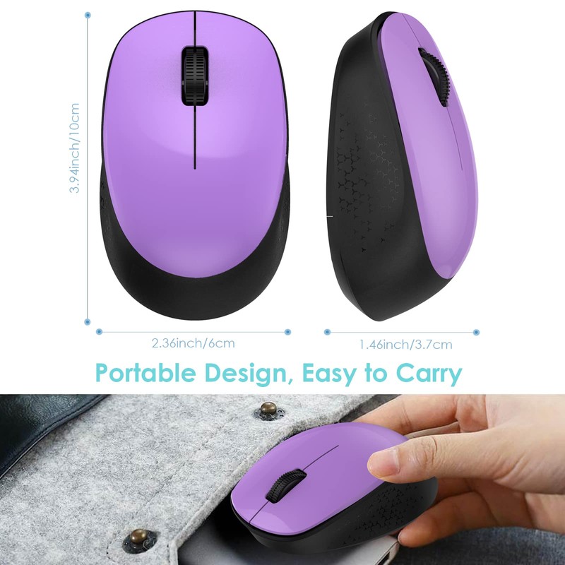 LeadsaiL Wireless Mouse for Laptop, 2.4GHz Silent USB Mouse, Slim