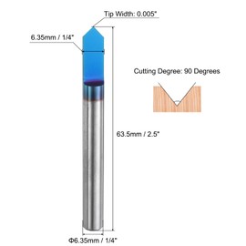 uxcell 90 Degree V Groove Router Bit Set 1/4" Shank Titanium Steel V Type End Mill for CNC Woodworking Engraving Edge Trimmer
