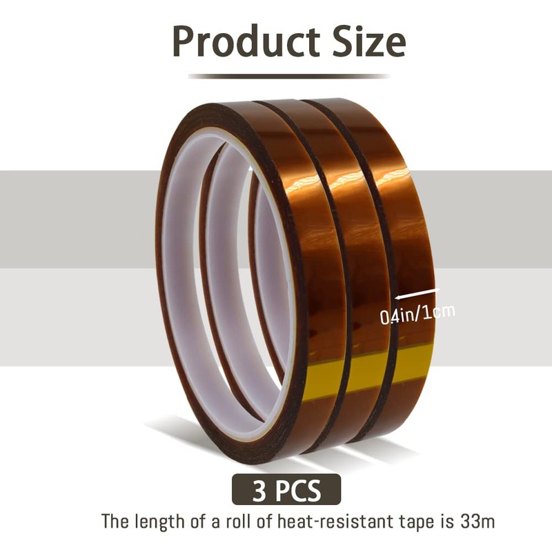 Polyimide High Temperature Tape, 10mm x 33m 108ft, Heat Transfer