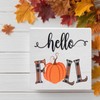 Fall Decorations for Home Office, Rustic Hello Fall Pumpkin Wood