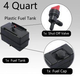 Briggs & Stratton Fuel Tank Plastic Fuel Tank w/ Cap & Shut-Off Valve Fit for Briggs & Stratt 691993 4 Quart