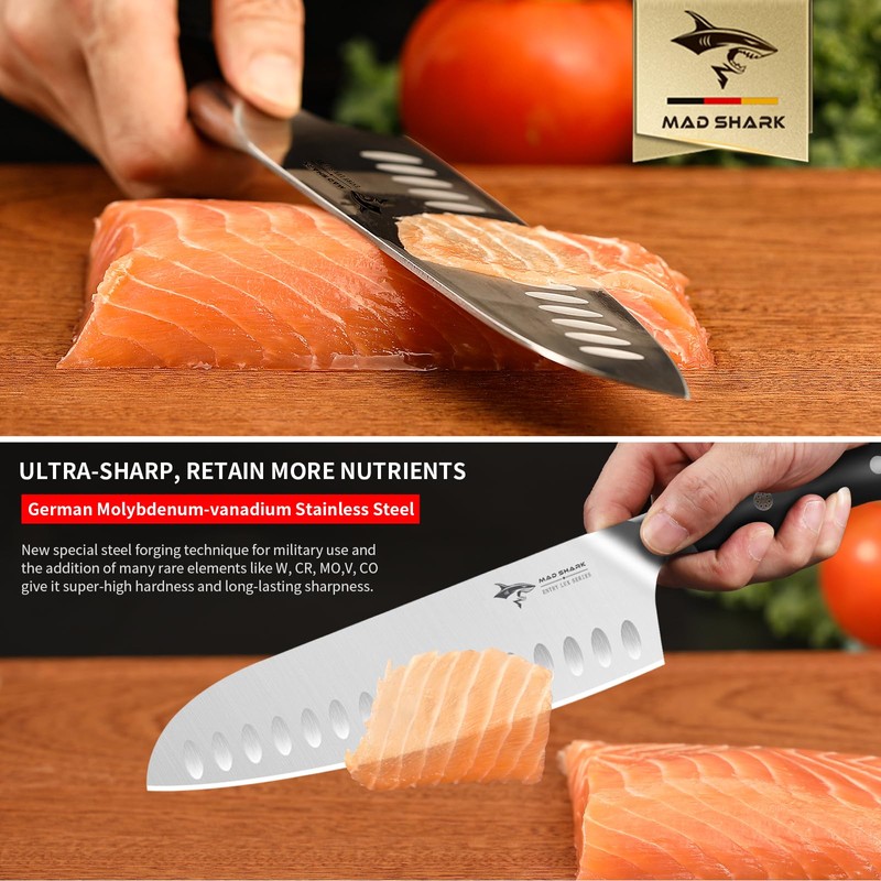 MAD SHARK 8" Santoku Kitchen Knife, Forged German High Carbon