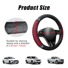 AMZAUTO Bling Steering Wheel Cover for Women, Leather Sparkly Rhinestone Bedazzled Steering Wheel Cover, 15 Inch Car Interior Accessories for Most Vehicles (Wine Red)