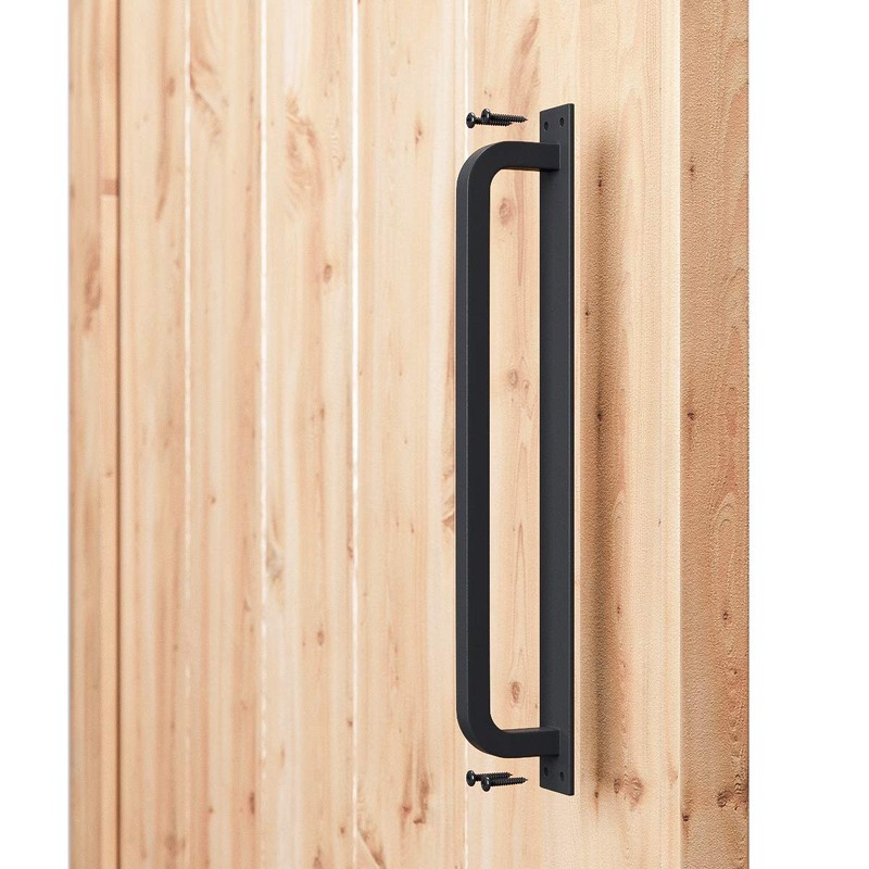 SMARTSTANDARD 12” Antique Rustic Handmade Barn Door Handle, Black Flush