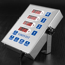 YOOYIST Precision Kitchen Timers for Cooking – 4 Channel Commercial Kitchen Timer Restaurant Kitchen Supplies – Stainless Steel Digital LED Chef Cooking Timer – Reminder Function, Loud Alarm, Silver