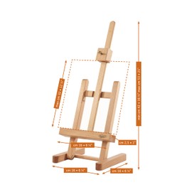 Honsell M/16 - Mabef Miniatur Tischstaffelei, ideal als Ausstellungsstaffelei, Höhe und Neigung verstellbar, hergestellt aus qualitativ hochwertigem, geöltem Buchenholz
