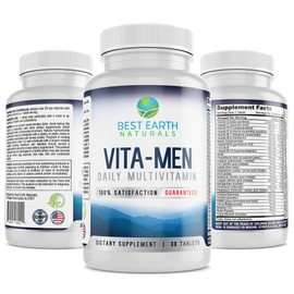 Best Earth Naturals Vita-Men Daily Multivitamin and Mineral Formula for Wellness and Vitality Support 30 Tablets