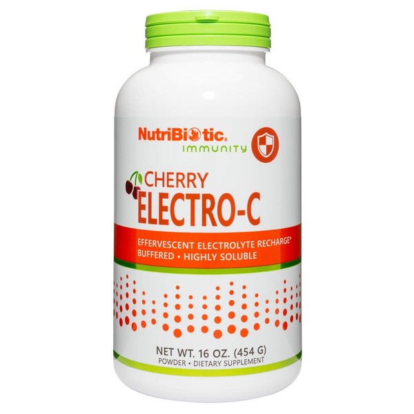 NutriBiotic - Cherry Electro-C Vitamin C & Electrolyte Powder, 16 Oz | 850 Mg Vitamin C Per Serving | Effervescent Electrolyte Recharge | Buffered & Highly Soluble | Non-GMO & Gluten Free
