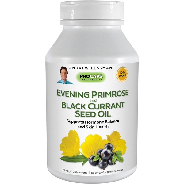 ANDREW LESSMAN Evening Primrose with Black Currant Seed Oil 180 Softgels – Soothes Physical Discomfort and Mood Swings Due to Menstrual Cycle, with Gamma-Linolenic, Omega-6 Fatty Acids, No Additives