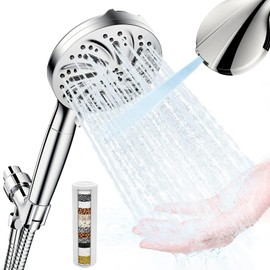 Regaderas para Baño, 8+2 Modos Cabezal de Ducha de Mano Alta Presion con Función de Masaje y Filtro de Agua Suave, Regadera de Telefono para Baño con 