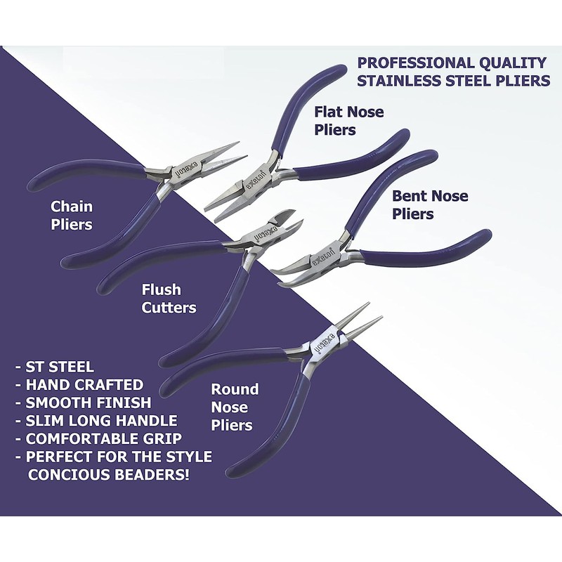 Exeton Jewelry Pliers, Exeton Set of 5 Professional Jewelry Making