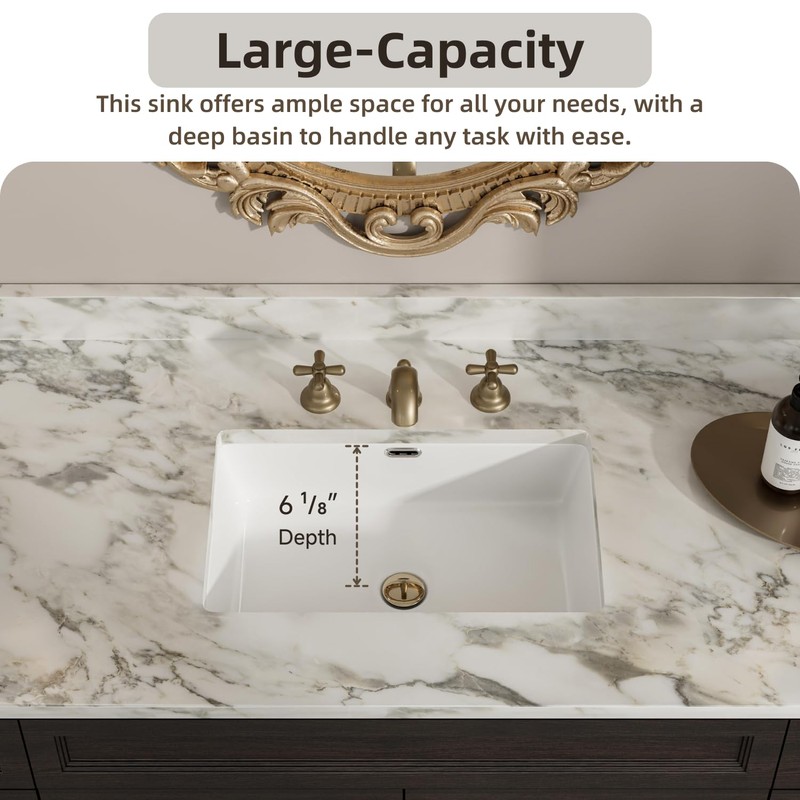 24 Inch Rectangular Undermount Bathroom Sink, Los Flexi 24" x