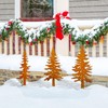 Pine Tree Metal Yard Decor Durable Outdoor Garden Stakes for