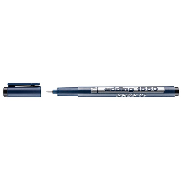 edding 1880 profipen - black - 1 pen - line width 0.3 mm - fineliner pen for precise writing, sketching and technical drawing - fine, metal-encased nib - suitable for use with rulers and stencils