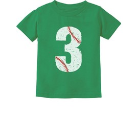 Tstars Baseball 3rd Birthday Shirt Boy Girl Gifts 3 Year Old Toddler Kids T-Shirt 2T Green