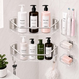 Acrylic Shower Shelves Wall Mount, Shower Corner Shelf, Adhesive