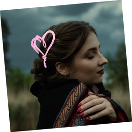 WOONEKY 2pcs Heart Claw Clips for Women Non Slip Decorative Hair Accessories Large Hollow Love Shape Hair Barrettes Stylish