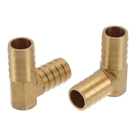 HEROFFIX Brass Hose Barb Fittings 5/8" 90 Degree Connector for Air Water Oil Gas Fuel 2 Pcs Gold Tone