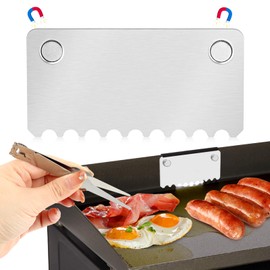 Griddle Grease Gate, Stainless Steel Rear Food Filter Mesh Screen Blocks, Food Mesh Screen Blocks Foods from Falling into Rear Grease Trap,Universal Fit for Stone Flat Top Griddle