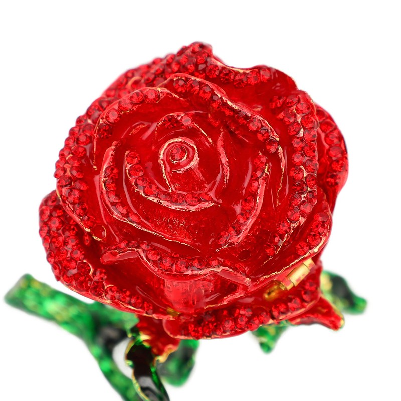 Jewelry Box Rose Shaped Rhinestone Delicate Retro Ring Earring Storage