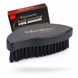 Maxshine Ergonomic Tire Brush - Wood Handle - Professional Auto Detailing - Cleaning Car Tires, Wheels, and Rims