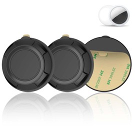 [Pack of 2] Cases Compatible with AirTag, TPU Holder Sticker, Hidden Sticker Holder for Car, Bike, Remote Drone Luggage (Black + Black)