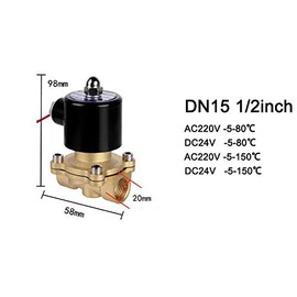 Electric Solenoid Valve Normally Closed Valve Brass Electric Solenoid Switch for Water Gas Oil Control (DN15 1/2" AC220V -5-150℃)