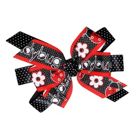WD2U Girls 4.5" Red Black Dotted Lady Bug Ladybug Hair Bow Alligator Clip