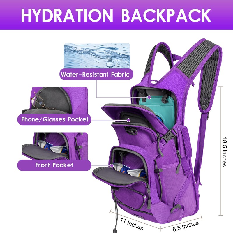 WOLT Hydration Backpack 18L Hiking Water Backpack with 2L Water