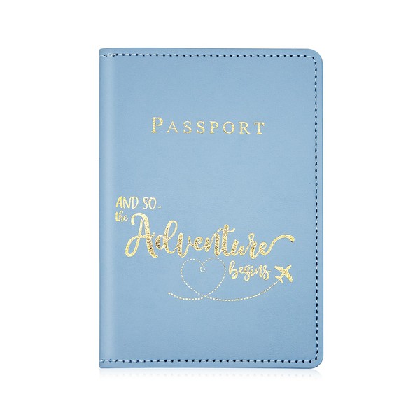 ALLY-MAGIC Passport Holder Cover, PU Leather Passport Cover Case Organiser with Wallet for Credit Card, Money, Business Cards, Passport, Boarding Passes for Women MenY7CSHZJ (Blue)