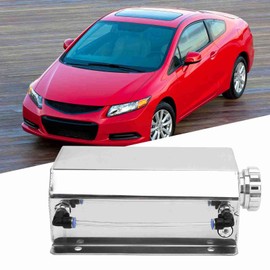 Water Coolant Overflow Expansion Tank, 2L Capacity Universal Coolant Overflow Tank Aluminium Alloy Radiator Reservoir Tank for Most Cars (Silver)