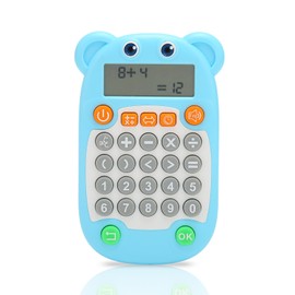 Kids Desk Calculator, Basic Calculator with Digital Display, Voice Prompt, Arithmetic Exercise and Math Game, Pocket Size for Office, Home, School (Blue)