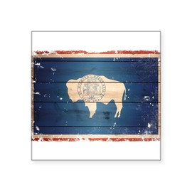 CafePress Wyoming State Flag Square Sticker 3 X 3 Square Bumper Sticker Car Decal