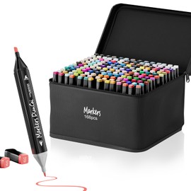 168 Colors Alcohol Markers, Dual Tips Alcohol Markers Chisel & Fine, Alcohol-Based Art Marker, Marker for Drawing Painting Card Making Coloring Book, Gift for Adults Kids Beginner - Black Barrel