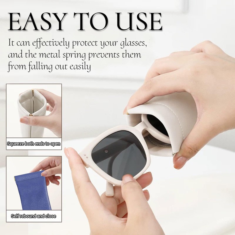 Crastilior Soft Glasses Case Leather eyeglass case Soft Sunglasses Pouch