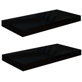 Casafoyer Floating Wall Shelves 2 pcs High Gloss Black 19.7"x9.1"x1.5" MDF
