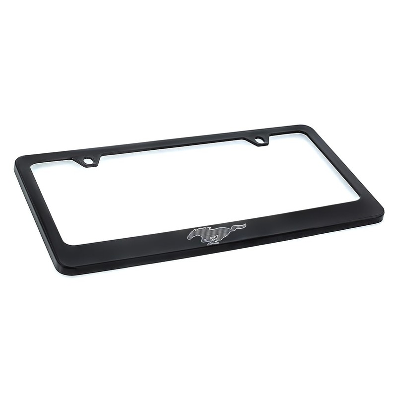 Ford Mach-E Black Coated Metal License Plate Frame with Exposed