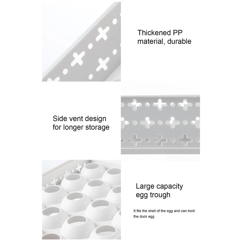 4PCS Egg Container for Refrigerator PP Stackable Shockproof Egg Drawer