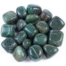BEZAVO Green Mica Tumbled Stones - 1lb Bulk Polished Crystals for Vase Filler, Fountain Rocks, Healing Reiki Gemstones, Good Luck, Home Decor Gifts, Size 20-25 mm