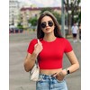 OQQ Women's 3 Piece Crop Tops Crew Neck Shorts Sleeve