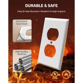 DEWENWILS Metal Duplex Wall Plate, UL Listed, Electrical Outlet Cover Plates, Dual Electric Receptacle Plug Covers for Living Room, Bedroom, Bathroom, Kitchen, Texture White (10-Pack)