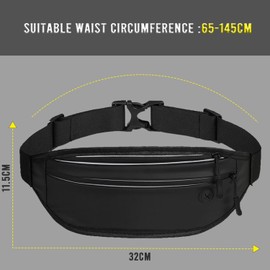 Monehet Waist Bag Belt for Running, Waist Pack for Women and Men,Waterproof Running Belt, Equipped with Reflective Strips and a Earphone Hole for Sports, Jogging, Outdoor Activities (Blue)