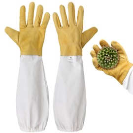 1 Pair Cactus Handling Proof Gloves, Rose Thorn Pruning Gloves, 18"x4.7" Long Gardening Gloves, Breathable Leather, Adjustable Sleeve Cuff, Comfy Gauntlet for Yard Garden Work Protection for Women Men