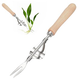 Stainless Steel Weeder Dandelion Cutter Root Weeder with Wooden Handle Manual Weeder for Digging, Hand Weeder for Garden, Root Weeder Weeding Fork for Garden for Digging, Weeding, Transplanting