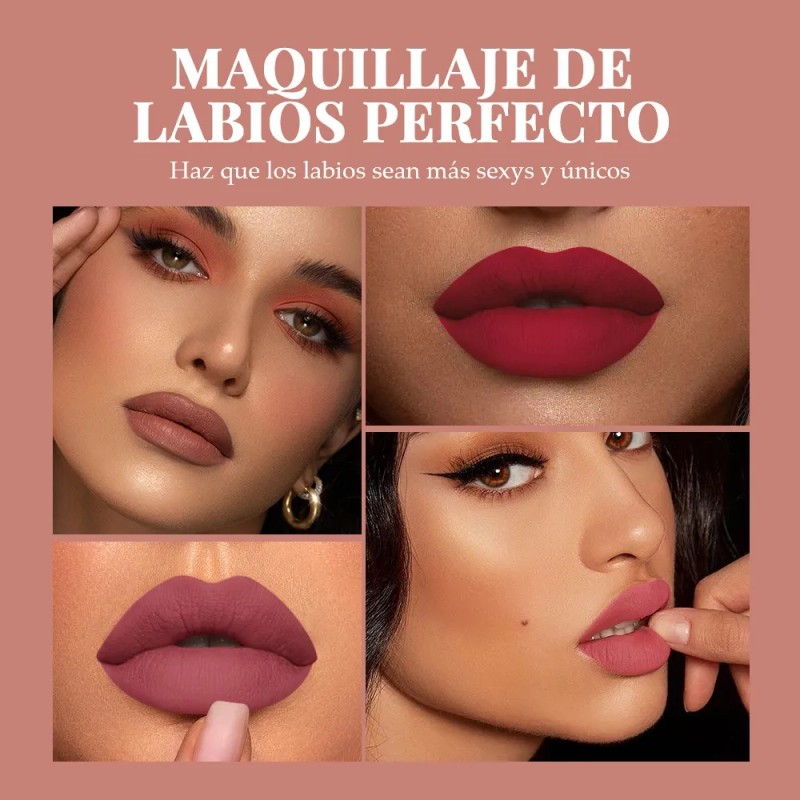 Set De 6 Labiales Handaiyan Lápiz Labial Color Rojo Mate