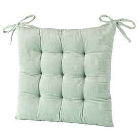 HLOVME Corduroy Chair Cushion with Ties Ultra Soft Warm Floor Cushion for Kids Reading Nook Comfortable Square Seat Cushion for Adult 15.7”x15.7” Set of 2, Green