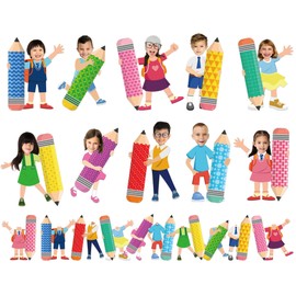 gisgfim 80Pcs Pencil Cutouts Back to School Decorations Bulletin Board Colorful Pencil Paper Cut-Outs Classroom Decor for Boy Girl DIY Craft Photo Wall Kindergarten Preschool Party Favor Supply