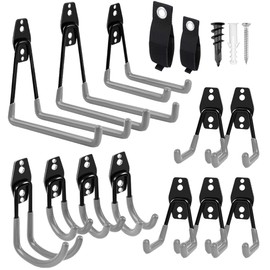 Garage Hooks Heavy Duty 14 Pack, Steel Garage Storage Hooks, Tool Hangers for Garage Wall Utility Wall Mount Garage Hooks and Hangers with Anti-slip Coating for Garden Tools, Ladders, Bulky Items